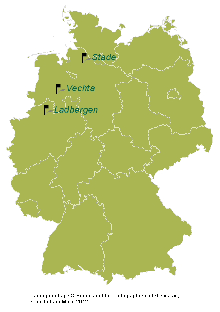 Standorte des mobilen Studienzentrums in Deutschland